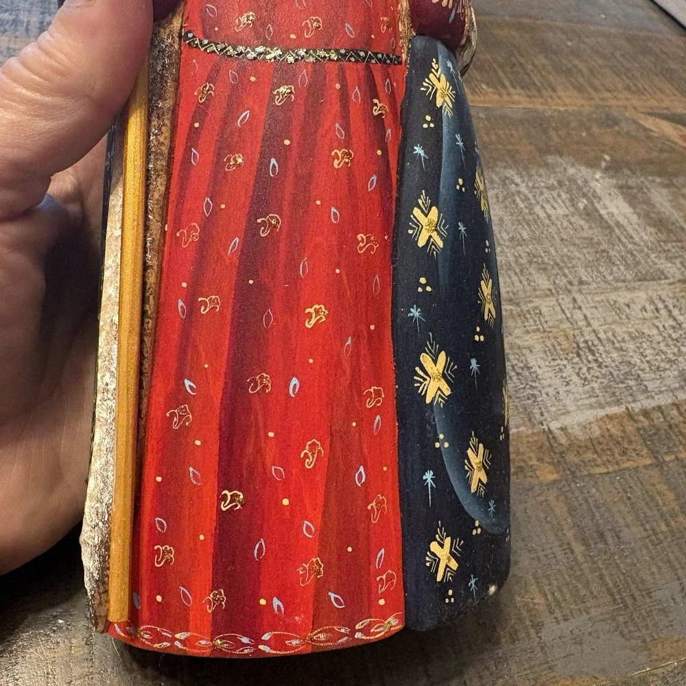 Wooden Hand Carved Painted Russian Santa Claus Statue Figurine Christmas Decor